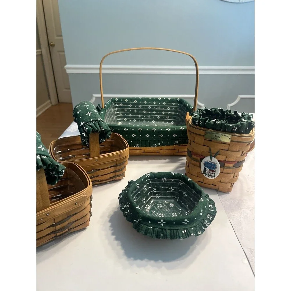 5 Longaberger Basket Pie Bee Small Key Sage Green Traditions Liner Protectors